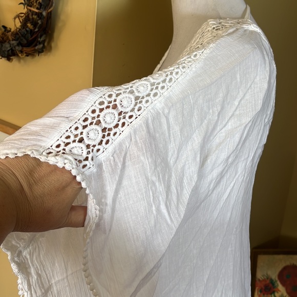 BLUE ISLAND Size XL Swim Coverup Ethereal Embroidered V-Neck Gauzy Lightwgt NEW - Picture 9 of 16
